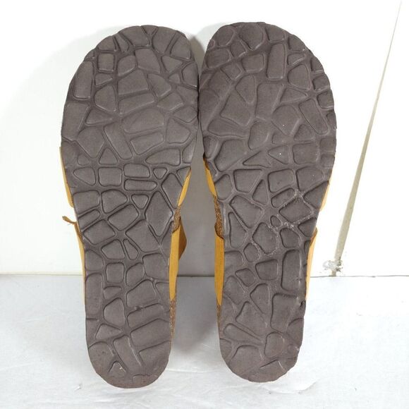 Bio Gold Women's US 9 Yellow Leather Toe Ring Slip On Low Wedge Sandals ITALY - Picture 12 of 16